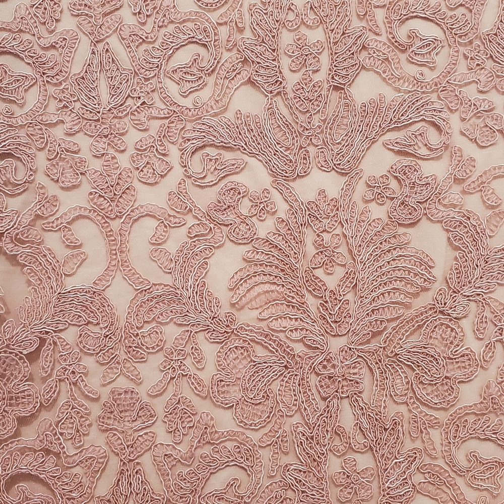 TADASHI SHOJI Girls Honeysuckle Corded Lace Dress Dusty Pink - Picture 9 of 10